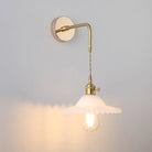 Vintage Single - Bulb Bedside Wall Mounted Lamp In Gold - Shaded Glass Light Fixture / H Wall Lamp