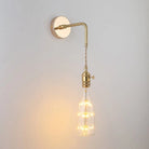 Vintage Single - Bulb Bedside Wall Mounted Lamp In Gold - Shaded Glass Light Fixture / O Wall Lamp