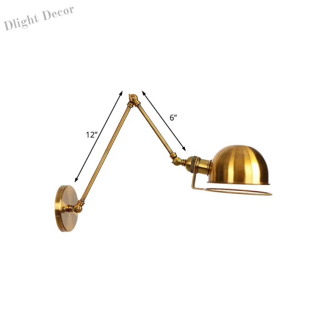 Vintage Style Swing Arm Wall Light With Brass/Copper Finish And Bowl Shade - 1 - Light Mount Design