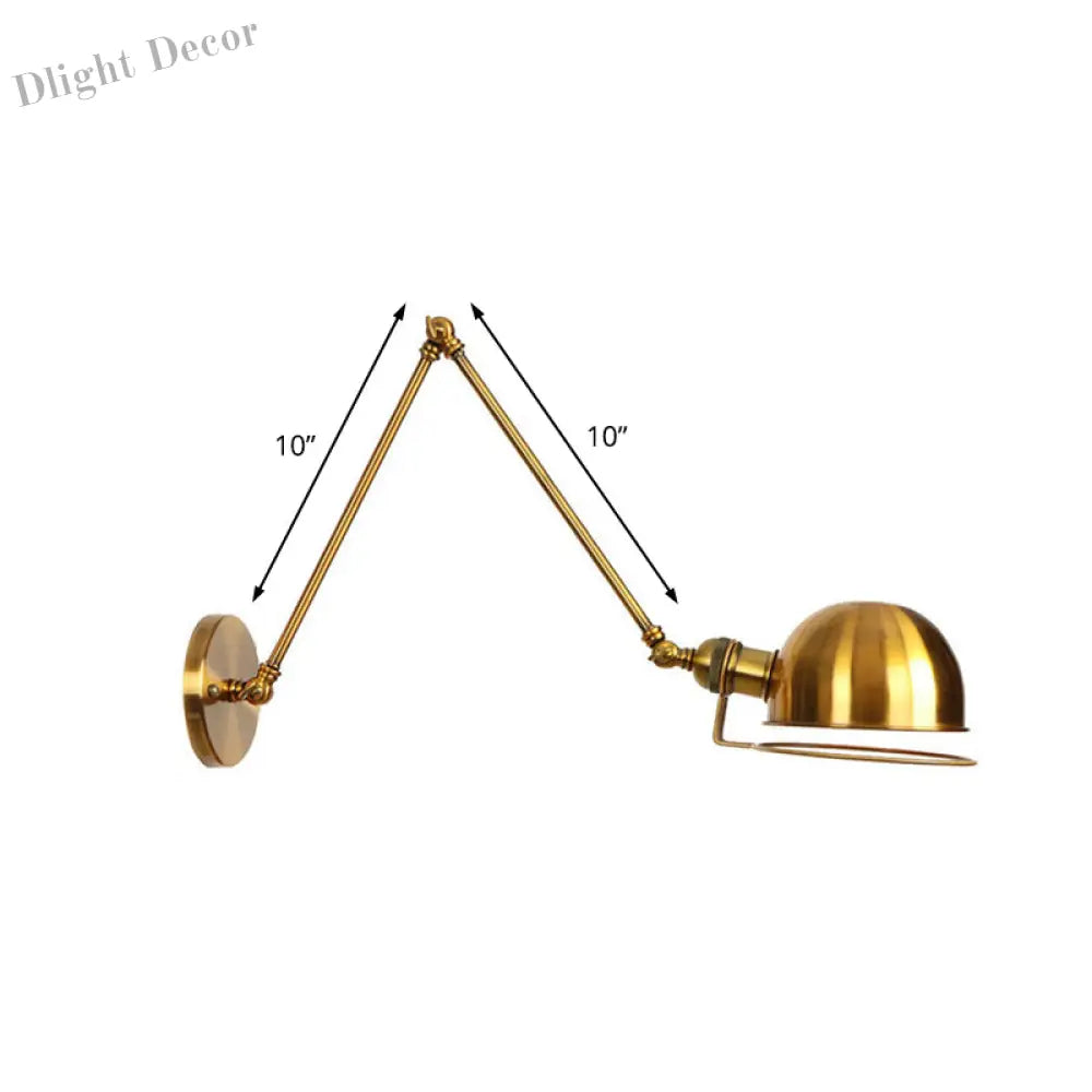 Vintage Style Swing Arm Wall Light With Brass/Copper Finish And Bowl Shade - 1 - Light Mount Design