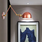 Vintage Style Swing Arm Wall Light With Brass/Copper Finish And Bowl Shade - 1 - Light Mount Design