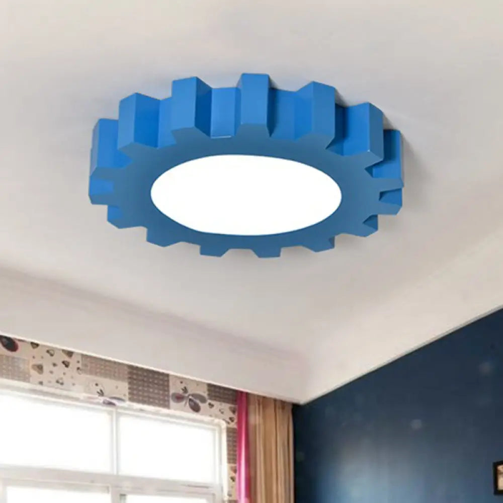 Whimsical Gears: Modern Led Ceiling Light For Kids Blue / 15.5’ White