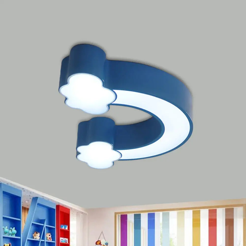 Whimsical Rainbow Led Ceiling Light For Kids Blue / White