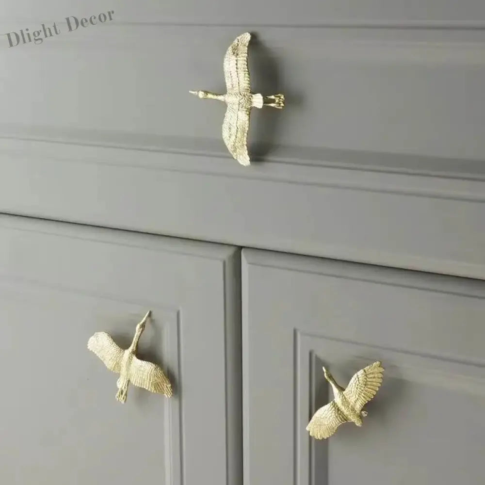 Wild Goose Brass Cabinet Handles - Nordic Copper Drawer Pulls for Wardrobes and Kitchen Cupboards Handles