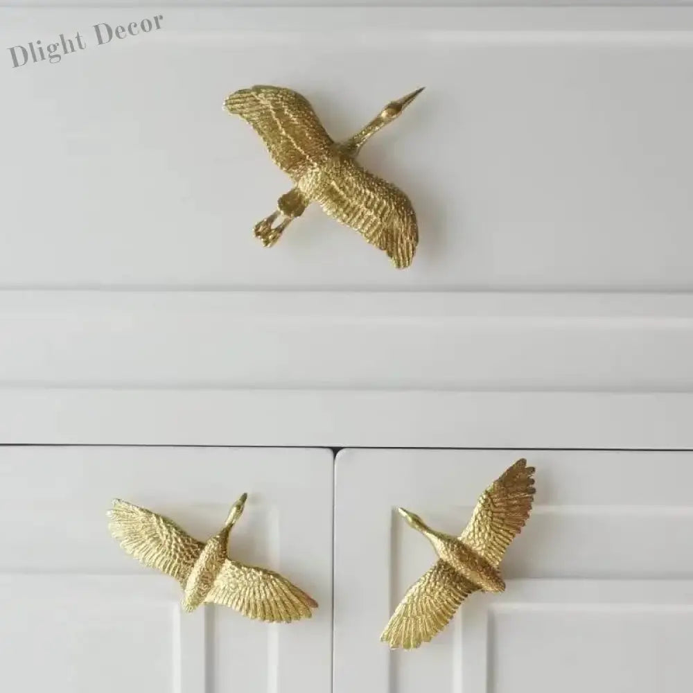 Wild Goose Brass Cabinet Handles - Nordic Copper Drawer Pulls for Wardrobes and Kitchen Cupboards Handles