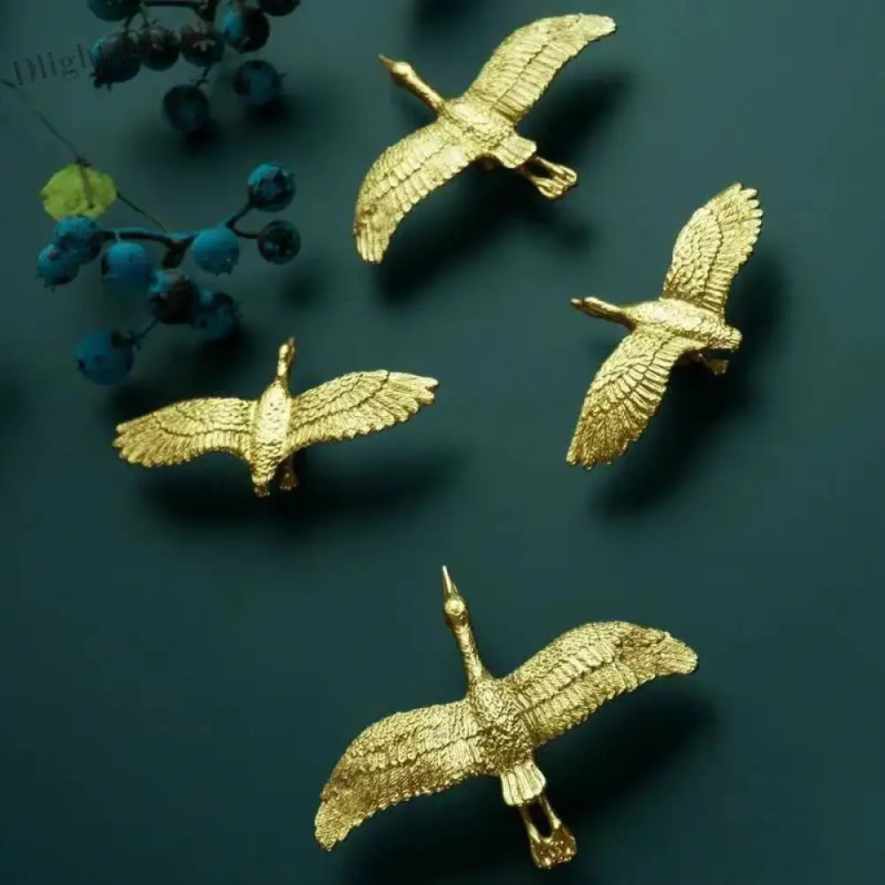 Wild Goose Brass Cabinet Handles - Nordic Copper Drawer Pulls for Wardrobes and Kitchen Cupboards Handles