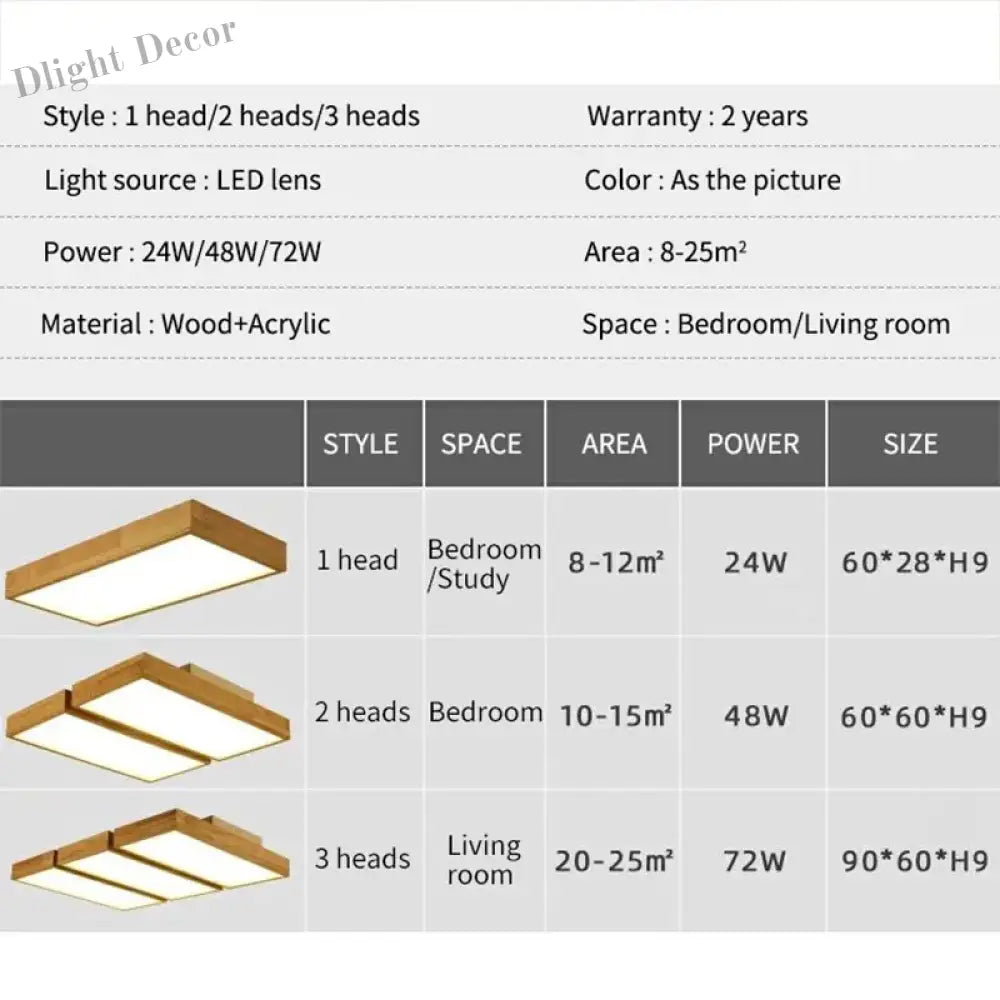 Wood Modern Minimalist Led Ceiling Lamp - Perfect For Bedroom Living Room Dining Kitchen And Study