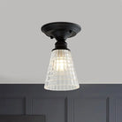 Ximena Industrial Wavy Glass Semi - Flush Mount Light Black / A