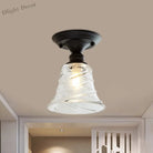 Ximena Industrial Wavy Glass Semi - Flush Mount Light