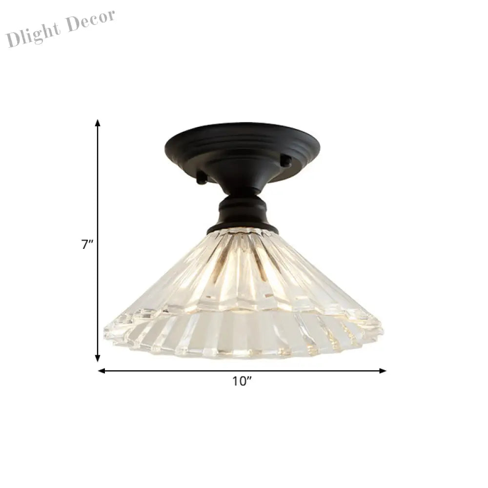 Ximena Industrial Wavy Glass Semi - Flush Mount Light