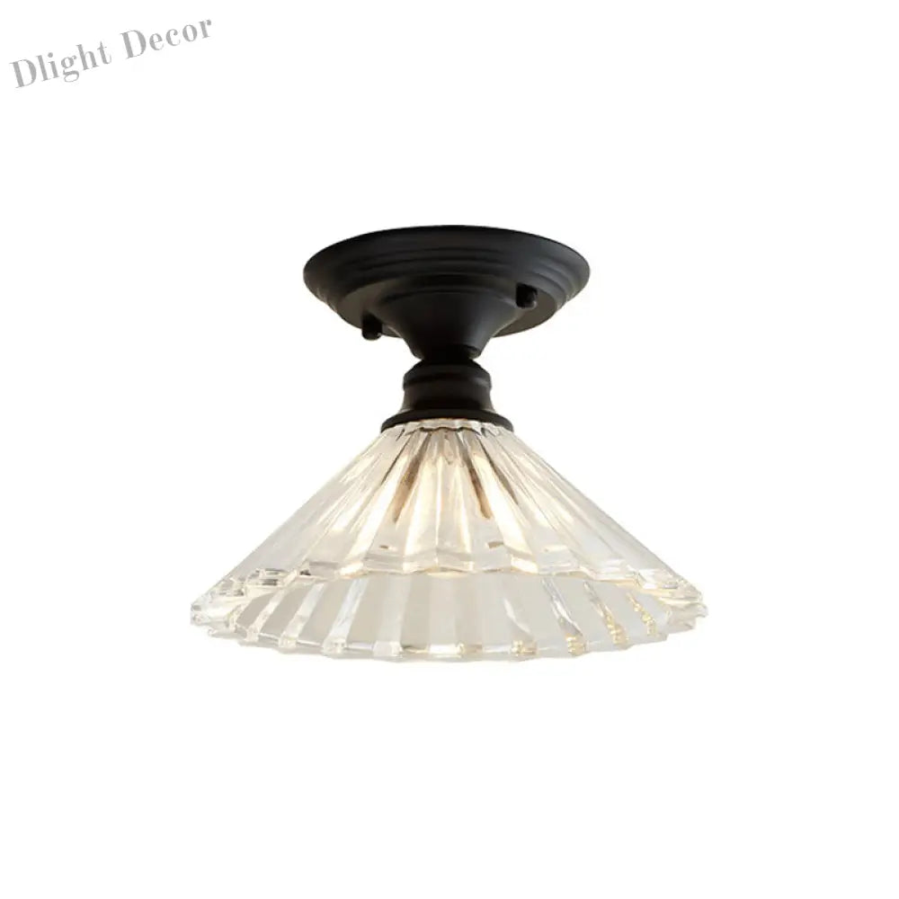 Ximena Industrial Wavy Glass Semi - Flush Mount Light