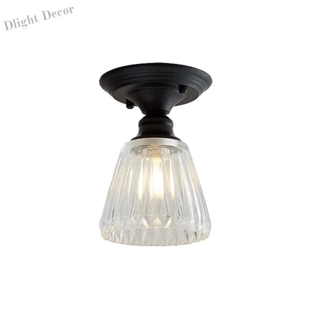 Ximena Industrial Wavy Glass Semi - Flush Mount Light