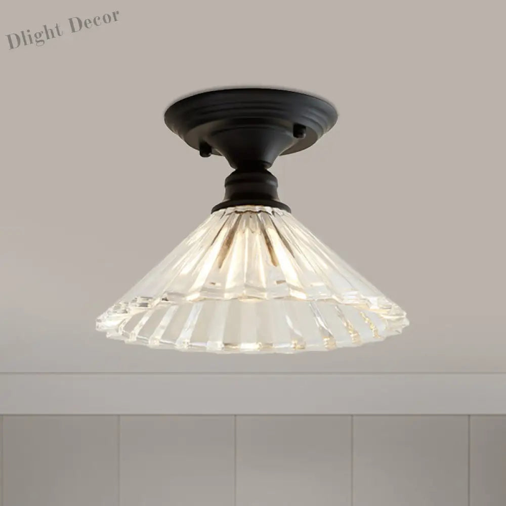 Ximena Industrial Wavy Glass Semi - Flush Mount Light