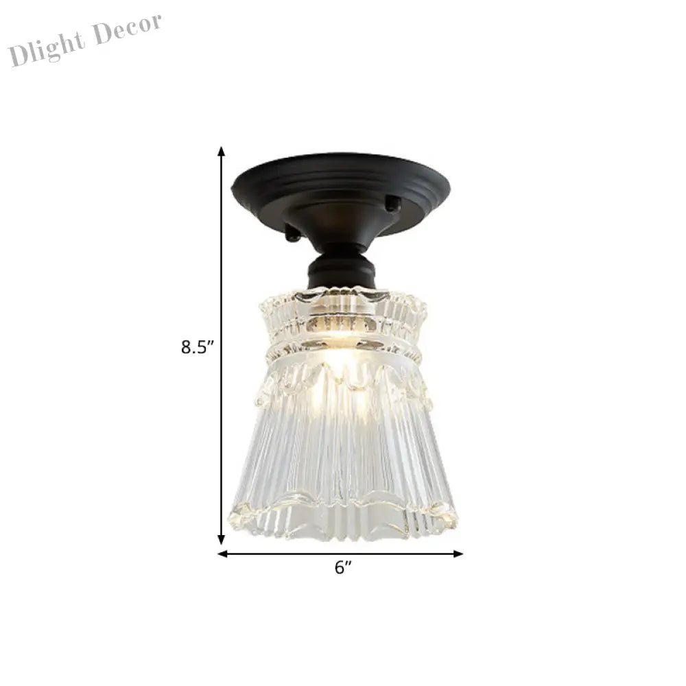 Ximena Industrial Wavy Glass Semi - Flush Mount Light