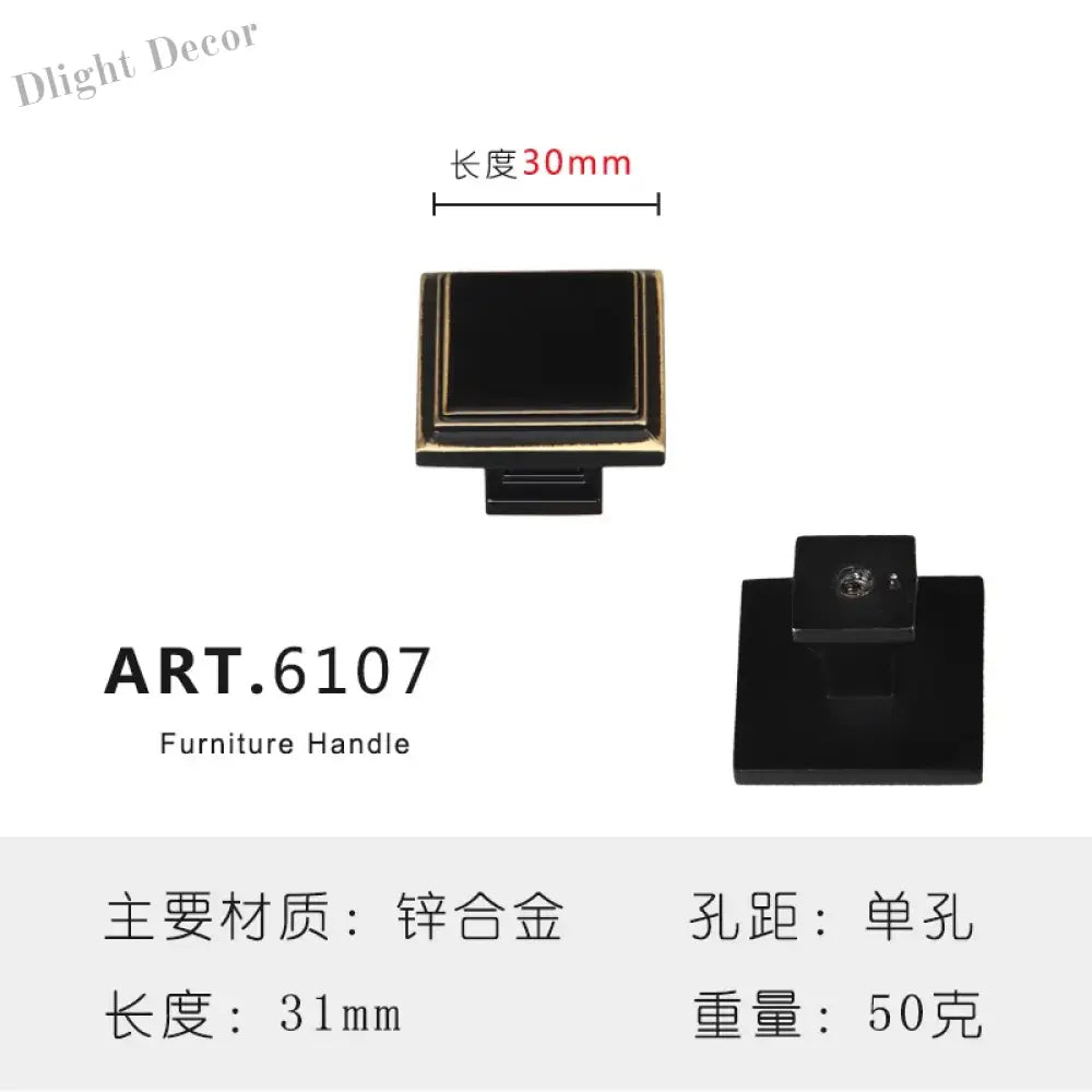 Zinc Alloy Solid Cabinet Door Handles – Modern Minimalist Knobs for Wardrobe and Kitchen Furniture 6107 Handles
