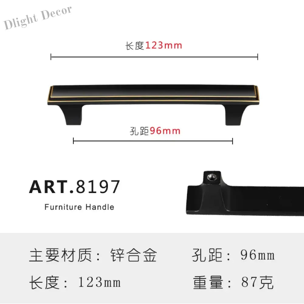 Zinc Alloy Solid Cabinet Door Handles – Modern Minimalist Knobs for Wardrobe and Kitchen Furniture 8197-96 Handles