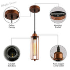 Zoe Vintage Industrial Pendant Light With Dark Rust Finish